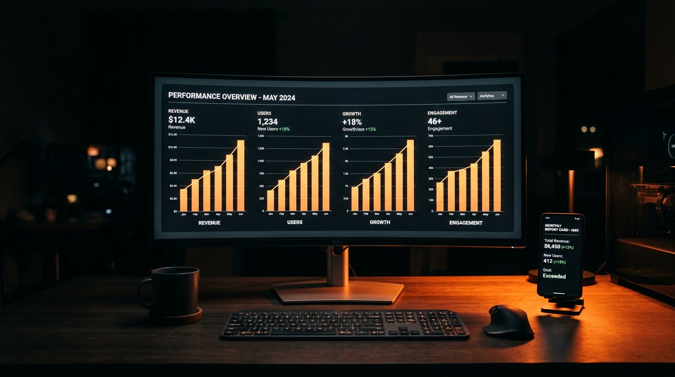 Painel com números e resultados